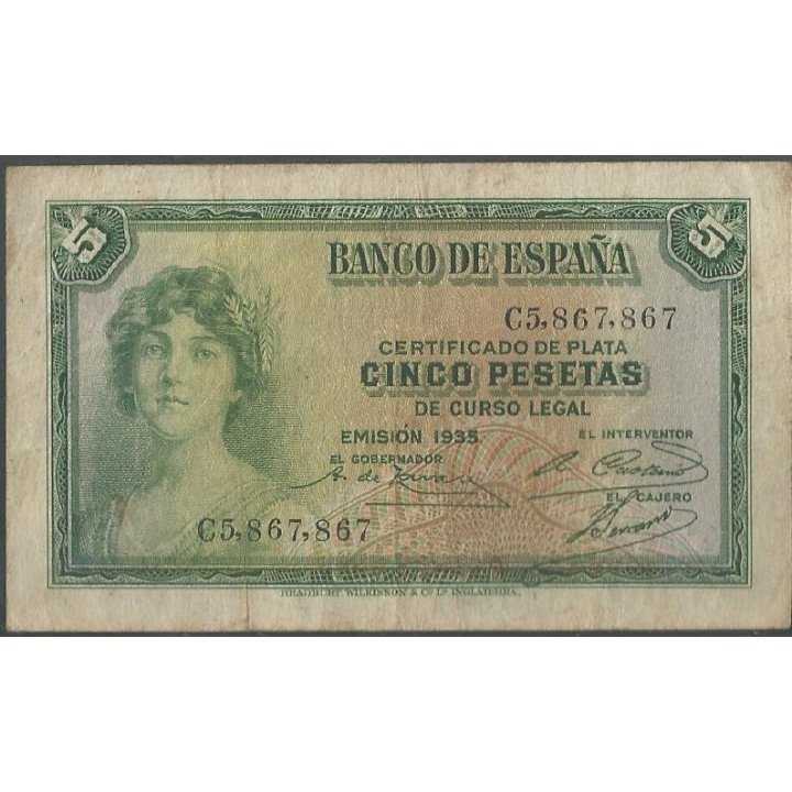 España 5 Pesetas 1935 P85a