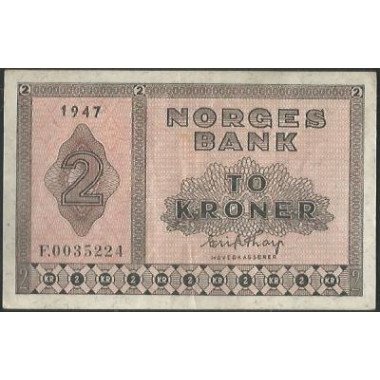 Noruega, 2 Kroner 1947 P16b