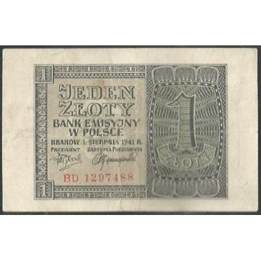 Polonia, 1 Zloty 1 Ago 1941 P99