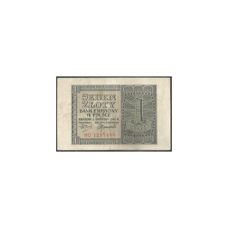 Polonia, 1 Zloty 1 Ago 1941 P99