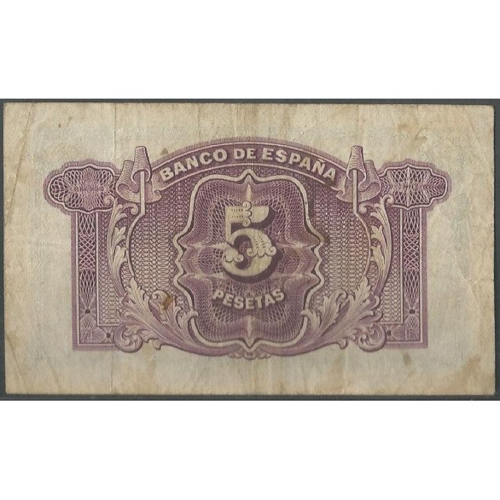 España 5 Pesetas 1935 P85a reverso