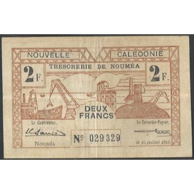 Nueva Caledonia, 2 Francs 15 Jul 1942 P53