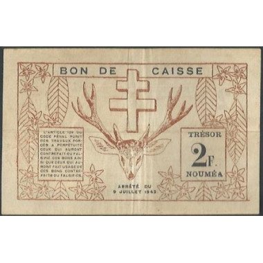Nueva Caledonia, 2 Francs 15 Jul 1942 P53