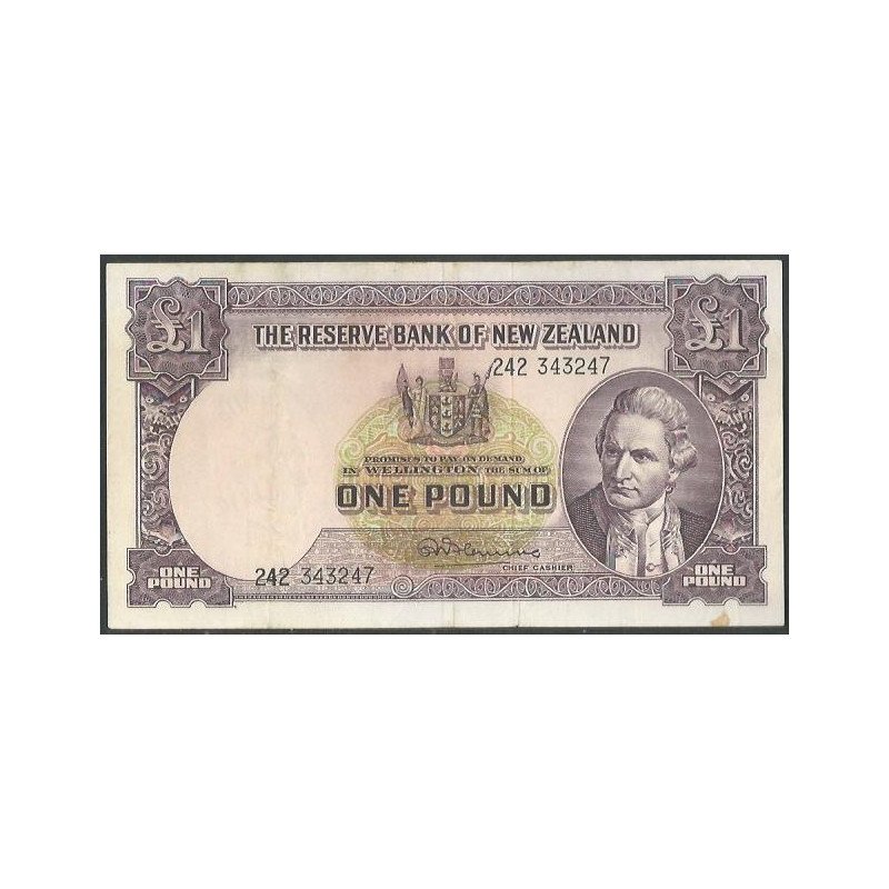 Nueva Zelanda, 1 Pound ND1956-60 Firma 6 P159c