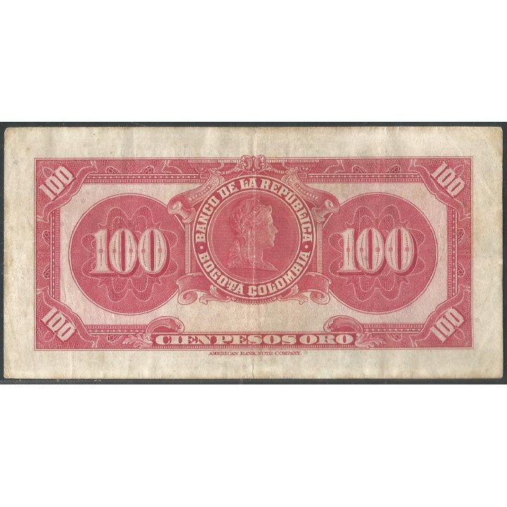 Billete de 100 Pesos 1 Ene 1951 6 Dig BGW289 reverso