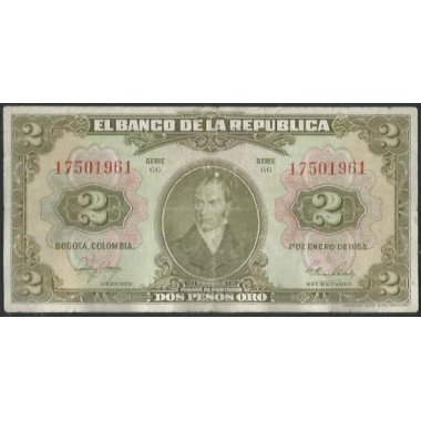 Billete de 2 Pesos 1 Ene 1955 8 Dig BGW092