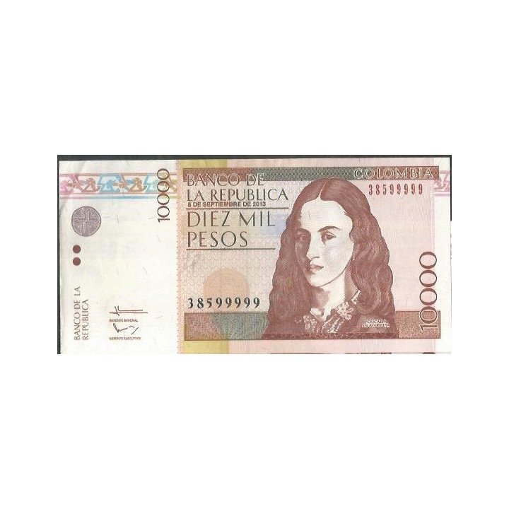 Billete de 10.000 Pesos 5 Sep 2013 38599999 BGW644