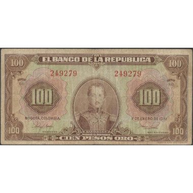 Billete de 100 Pesos 1 Ene 1951 6 Dig BGW289