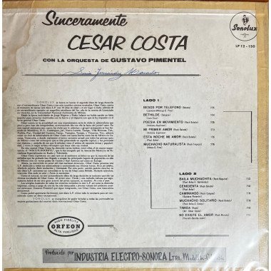 Cesar Costa Con La Orquesta de Gustavo Pimentel - Sinceramente