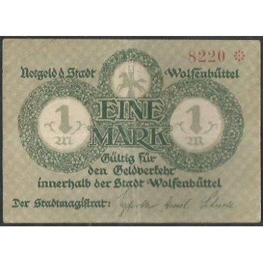 Alemania - Wolfenbuttel 1 Mark Nov 1918