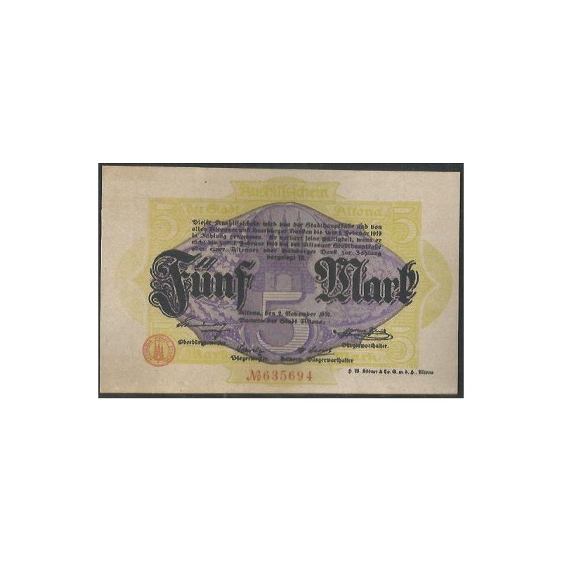 Alemania - Altona, 5 Mark 2 Nov 1918