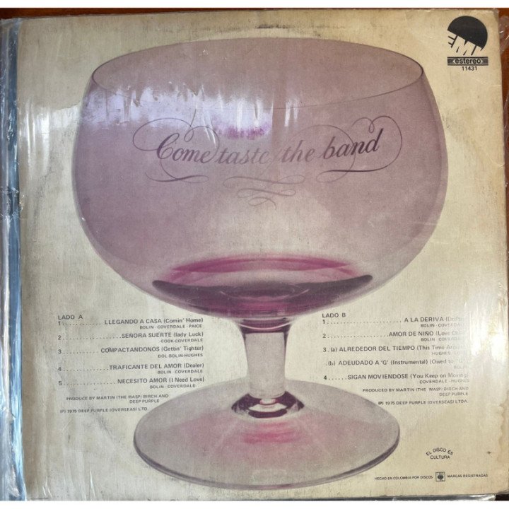 Deep Purple - Come taste the band - Colombia reverso
