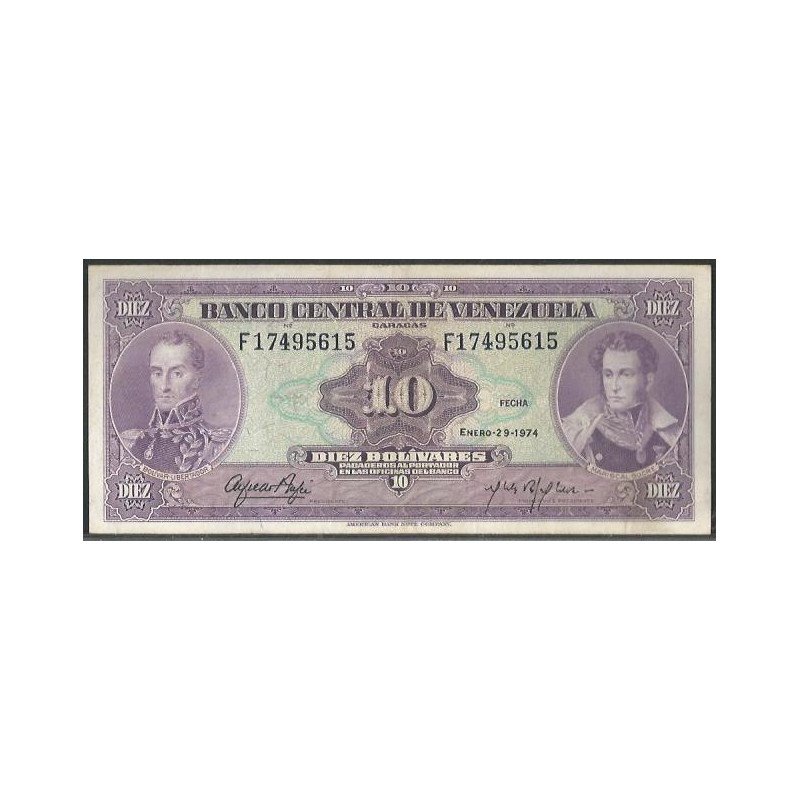 Venezuela, 10 Bolivares 29 Ene 1974 F 8 Dig P51d