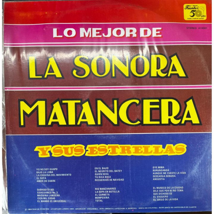 Sonora Matancera - Lo Mejor de La Sonora Y sus Estrellas x3 vinilos - Colombia reverso
