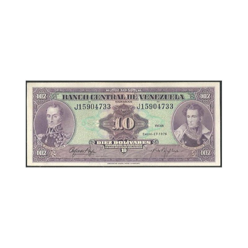 Venezuela, 10 Bolivares 27 Ene 1976 J 8 Dig P51e