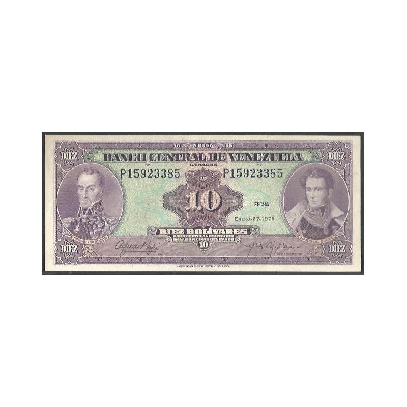 Venezuela, 10 Bolivares 27 Ene 1976 P 8 Dig P51e