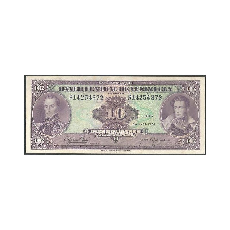 Venezuela, 10 Bolivares 27 Ene 1976 R 8 Dig P51e