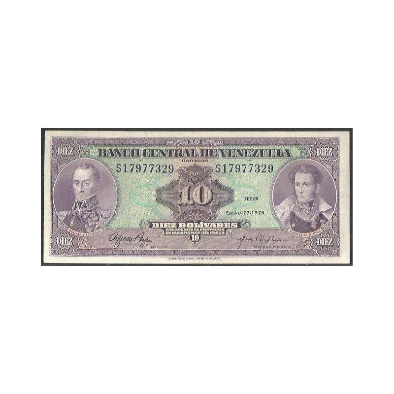 Venezuela, 10 Bolivares 27 Ene 1976 S 8 Dig P51e