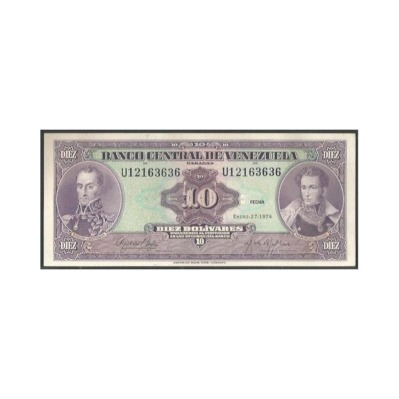Venezuela, 10 Bolivares 27 Ene 1976 U 8 Dig P51e