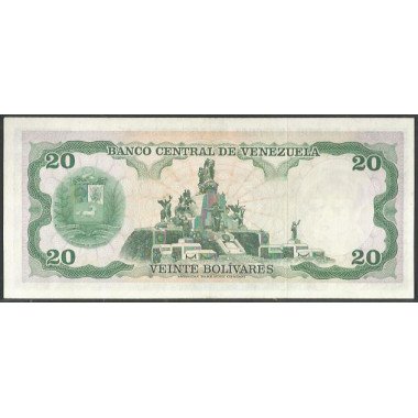 Venezuela, 20 Bolivares 23 Abr 1974 D 7 Dig P53a