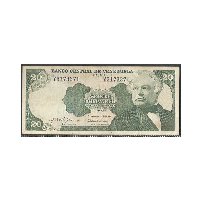 Venezuela, 20 Bolivares 18 Sep 1979 Y 7 Dig P53c