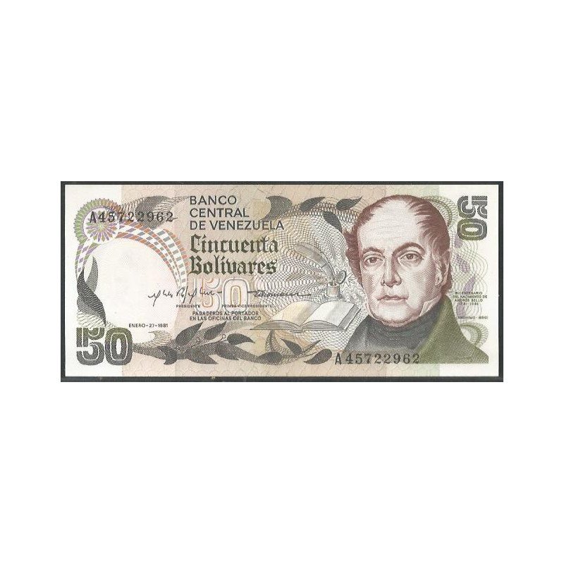 Venezuela, 50 Bolivares 27 Ene 1981 A 8 Dig P58a