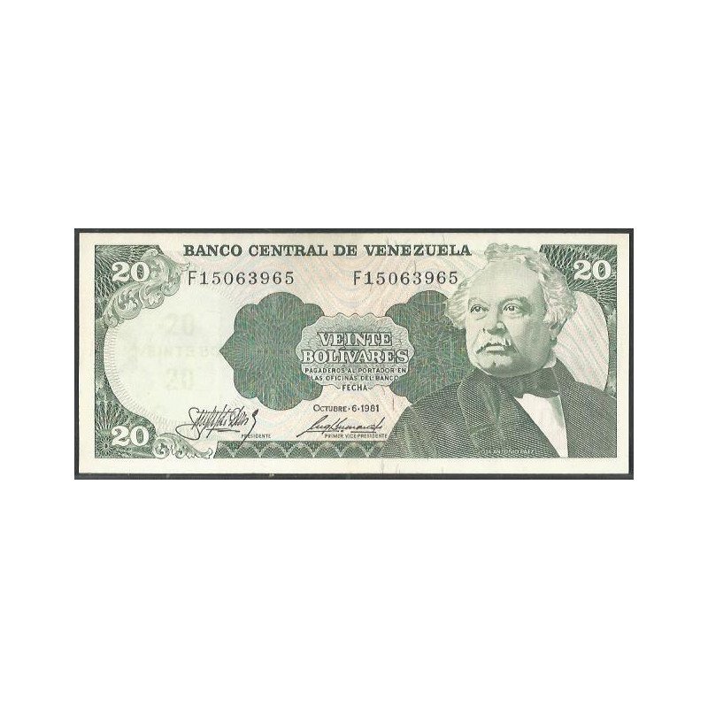 Venezuela, 20 Bolivares 6 Oct 1981 F 8 Dig P63a