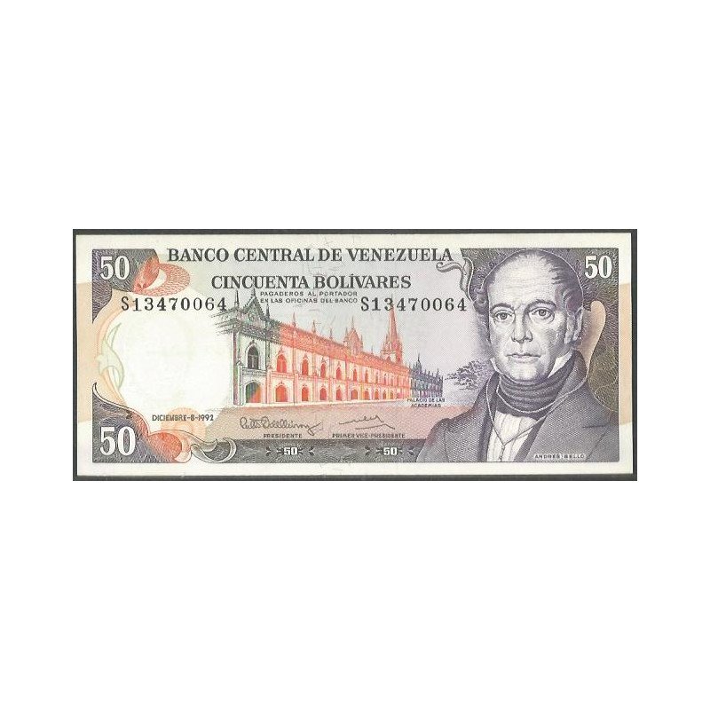 Venezuela, 50 Bolivares 8 Dic 1992 S 8 Dig P65d