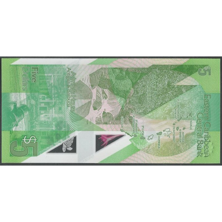 Estados del Caribe Oriental 5 Dollars ND2021 P56 reverso