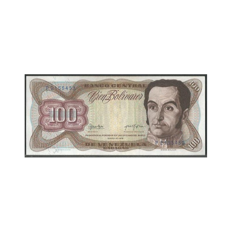 Venezuela, 100 Bolivares 27 Ene 1976 P 7 Dig P55c