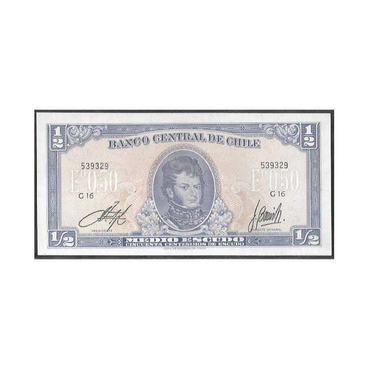 Chile 1/2 Escudo ND1962-75 Serie G Firma 3-1 P134Aa