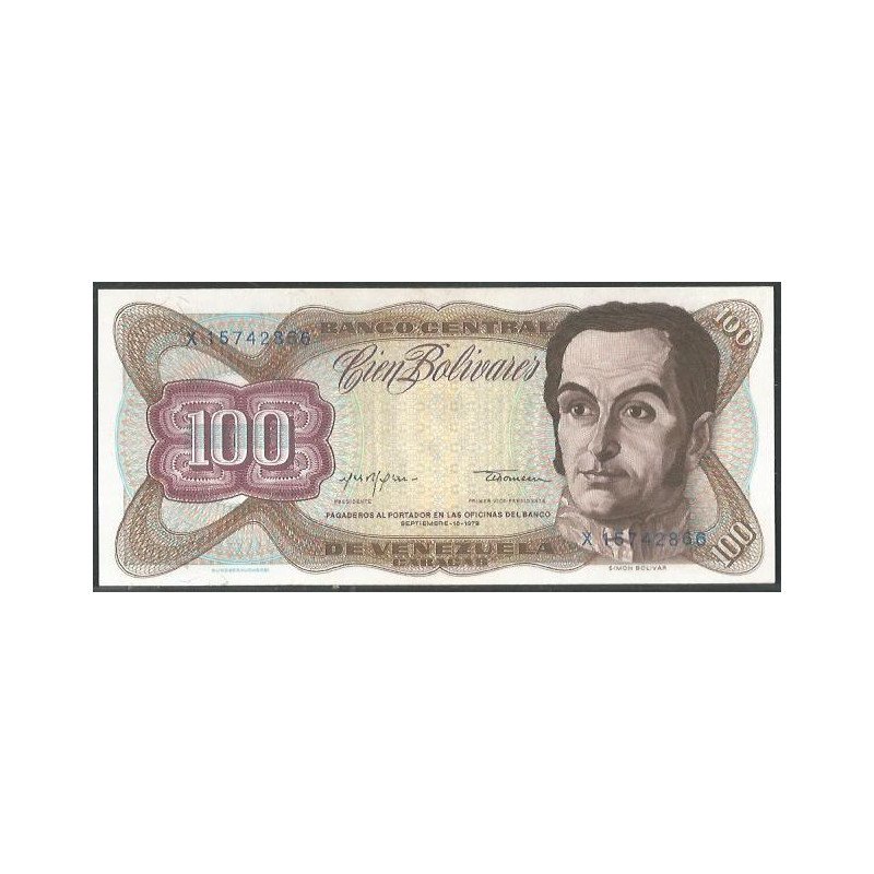 Venezuela, 100 Bolivares 18 Sep 1979 X 8 Dig P55f