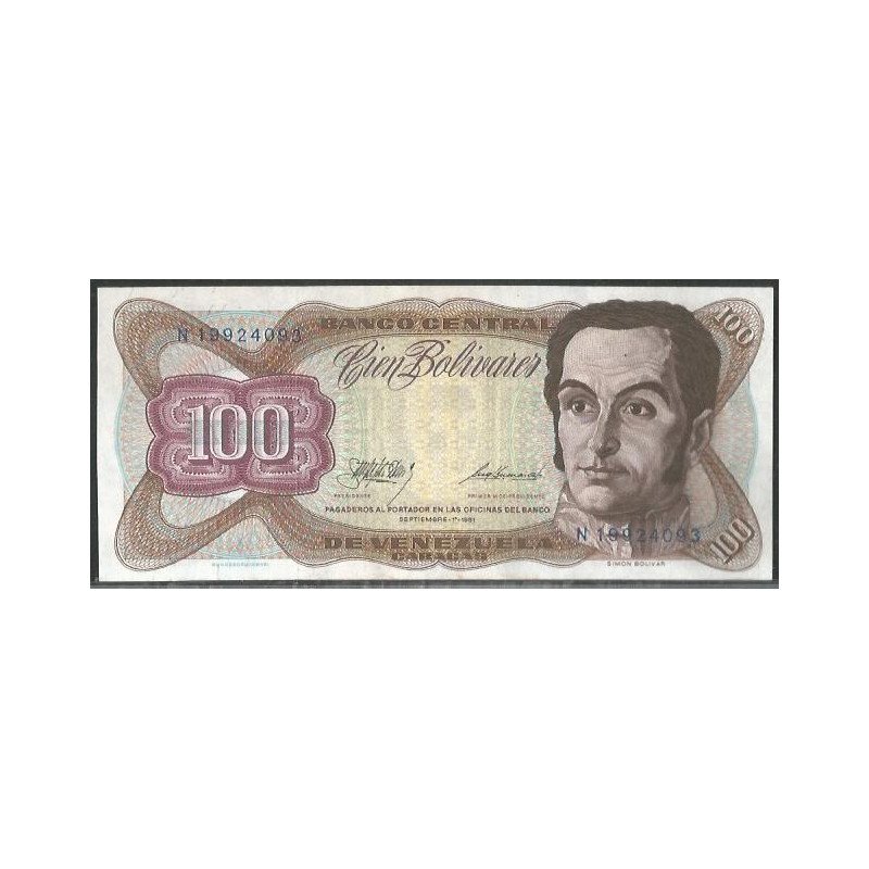 Venezuela, 100 Bolivares 1 Sep 1981 N 8 Dig P55g