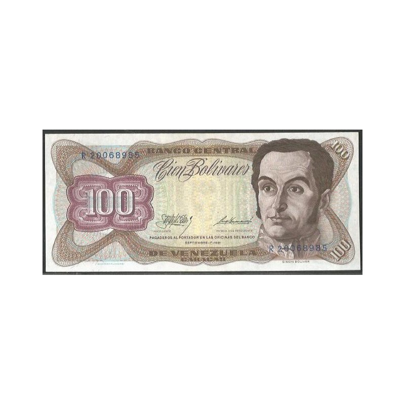 Venezuela, 100 Bolivares 1 Sep 1981 R 8 Dig P55g