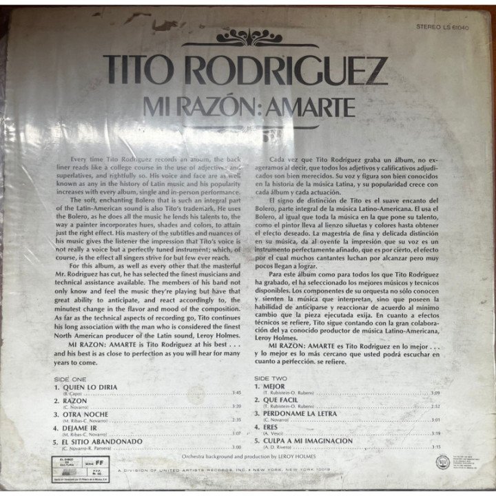 Tito Rodriguez - I'll always Love You - Venezuela reverso