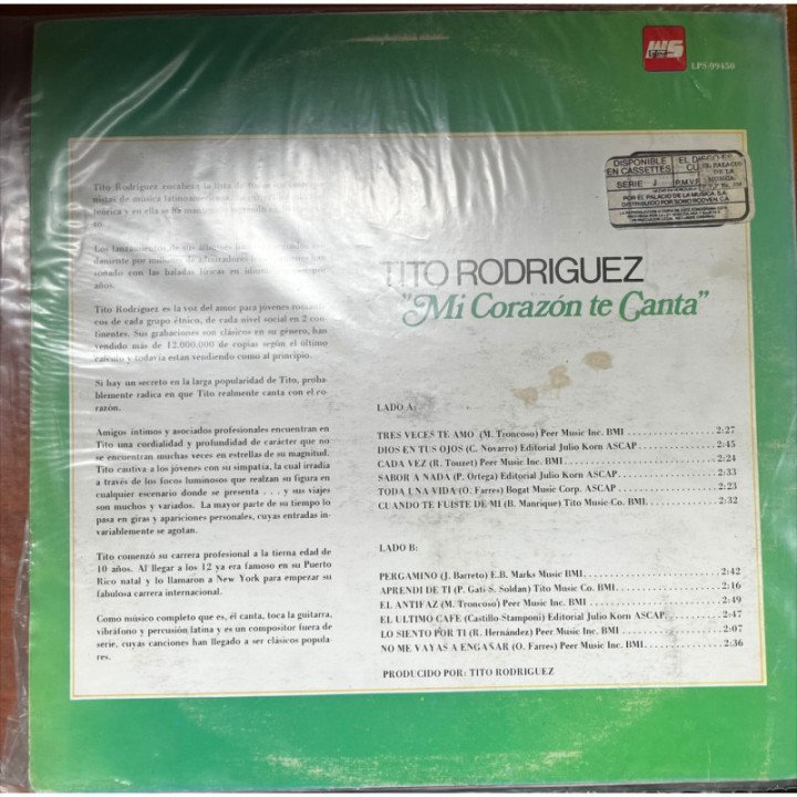 Tito Rodriguez & His Orchestra - My Heart Sings For You- Venezuela reverso