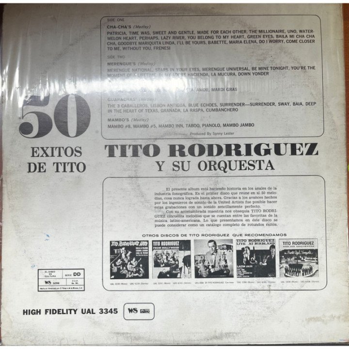 Tito Rodriguez & His Orchestra - 50 Exitos de Tito- Venezuela reverso
