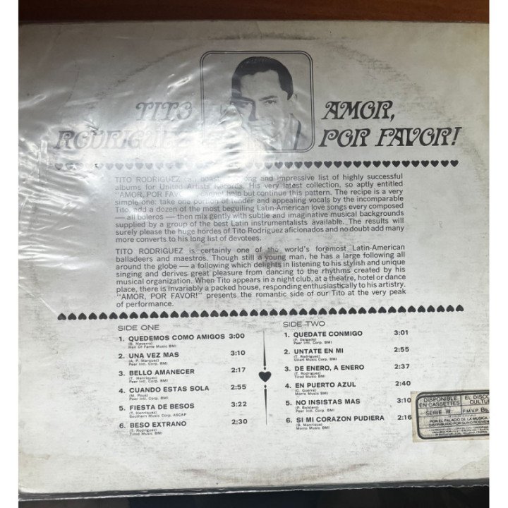 Tito Rodriguez & His Orchestra - Amor Por Favor!- Venezuela reverso