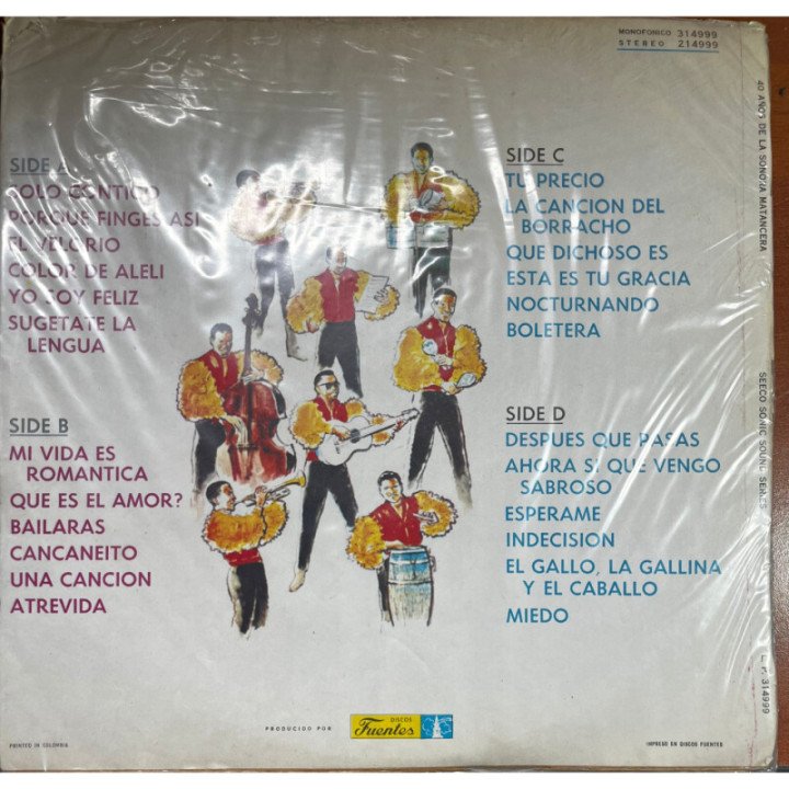 Sonora Matancera- 40 Años De La Sonora ( 2 VINILOS ) - Colombia reverso
