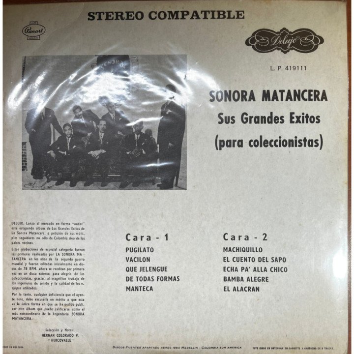 Sonora Matancera - Sus Grandes Exitos - Colombia reverso