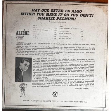 Charlie Palmieri - Hay que estaren algo either you have it or you don't!