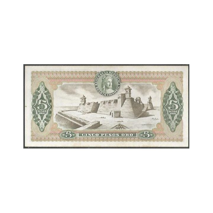 Colombia 5 Pesos 20 Jul 1977 Reposicion BGW148 reverso