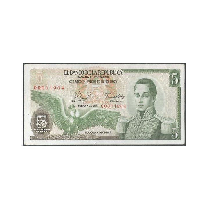 Colombia 5 Pesos 1 Ene 1980 Reposicion BGW157