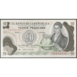 Colombia 20 Pesos 1 Ene 1983 Reposicion BGW245