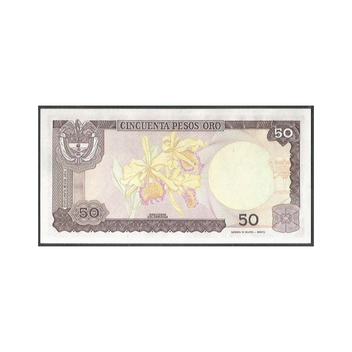Colombia 50 Pesos 1 Ene 1986 Reposicion BGW281 reverso