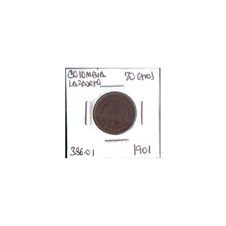 Colombia 20 Centavos 1901 Lazareto JER386.01