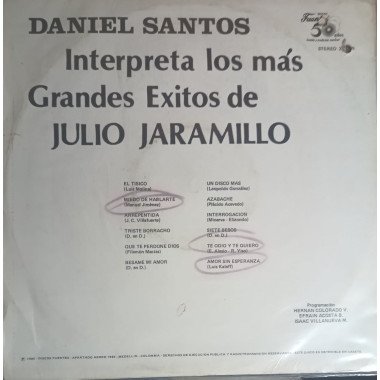 Daniel Santos - Interpreta los mas grandes exitos de Julio Jaramillo