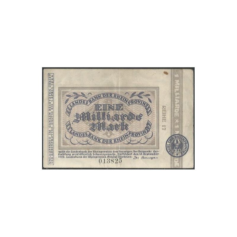 Alemania - Rhein, 1 Millardo Mark 15 Sep 1923