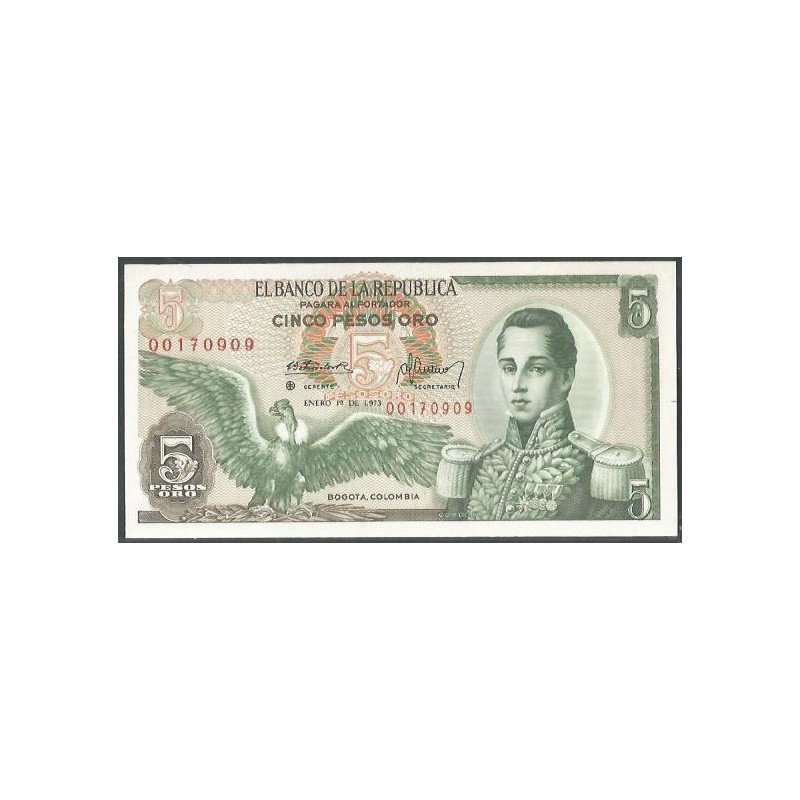 Colombia 5 Pesos 1 Ene 1973 Reposicion BGW139
