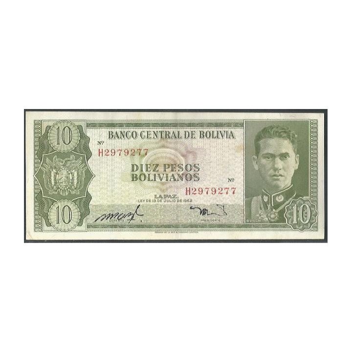Bolivia 10 Pesos Bolivianos L 13 Jul 1962 Serie H P154a